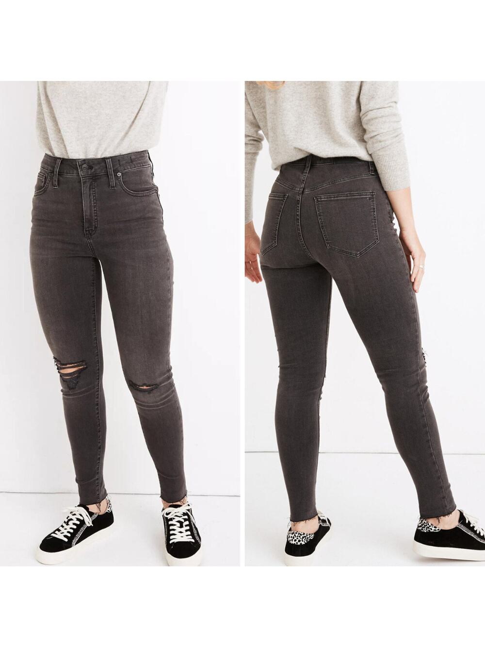 NWT Madewell Women's Curvy High-Rise Skinny Jeans in Black Sea Size 24